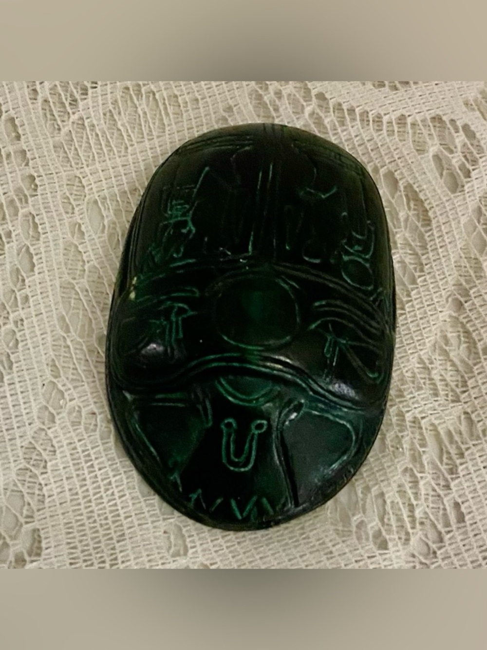 Antique Black-Green Soapstone Carved Scarab 3.5in x 2in x 1in